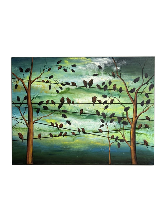 Eclectic Home Oil Painting Birds Green Decor Furniture - Decor - Eclectic Home - Atlanta Designer Rugs