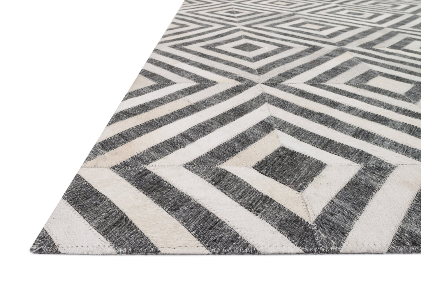 Loloi DORADO DB - 03 Charcoal Ivory Contemporary Hand Sticched Rug - Rugs - Loloi - Atlanta Designer Rugs