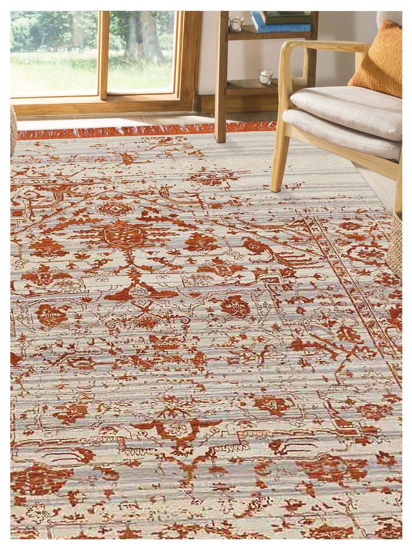 Limited DALBY DA - 722 White Ivory Orange Transitional Knotted Rug - Rugs - Limited - Atlanta Designer Rugs