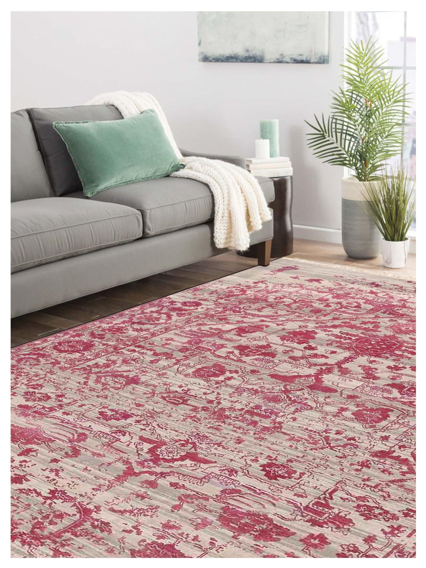 Limited DALBY DA - 722 White Ivory Strawberry Transitional Knotted Rug - Rugs - Limited - Atlanta Designer Rugs