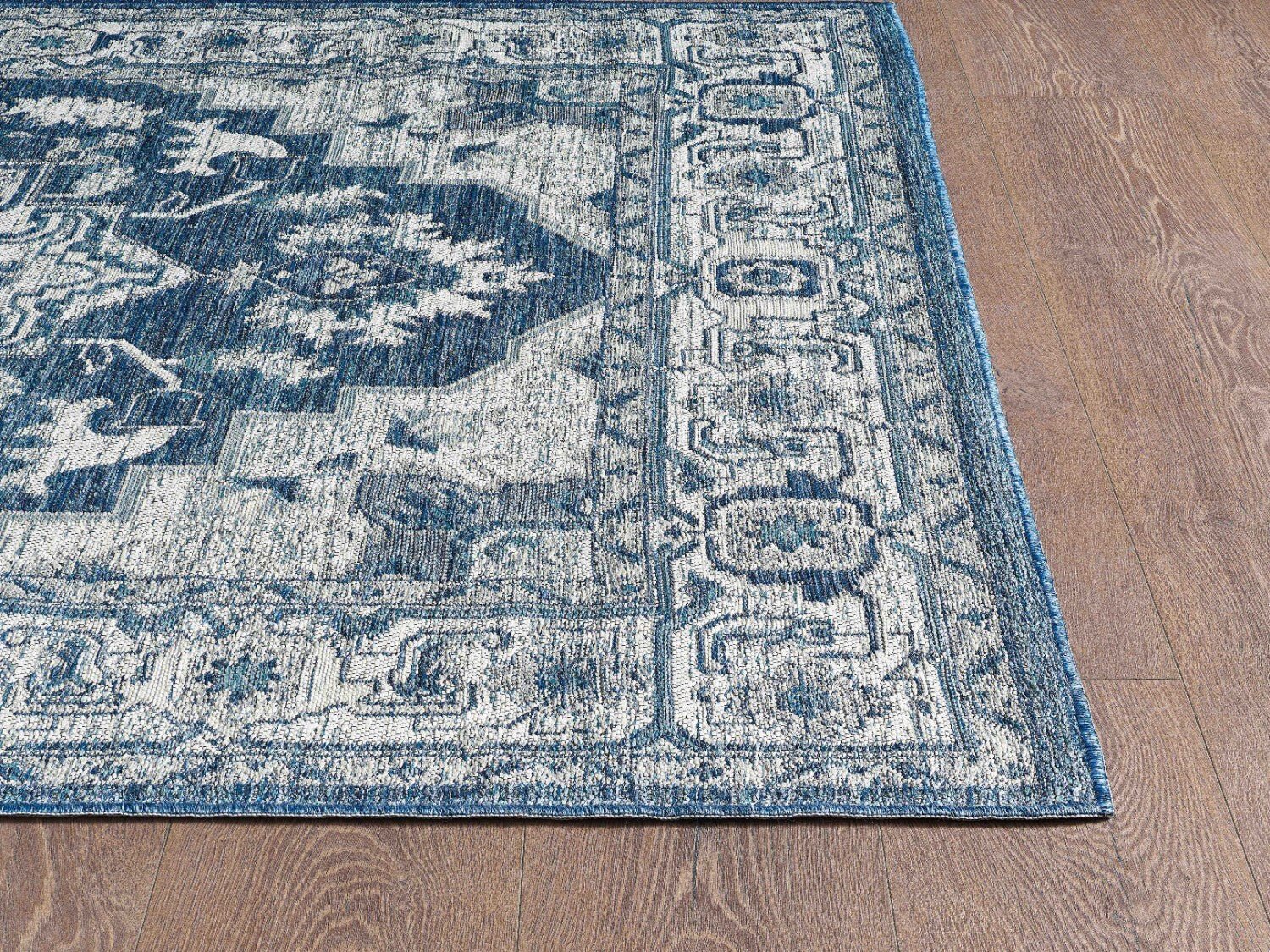 KAS Dahlia 1401 Ivory/Blue Indoor/Outdoor Rug - Rugs - KAS - Atlanta Designer Rugs