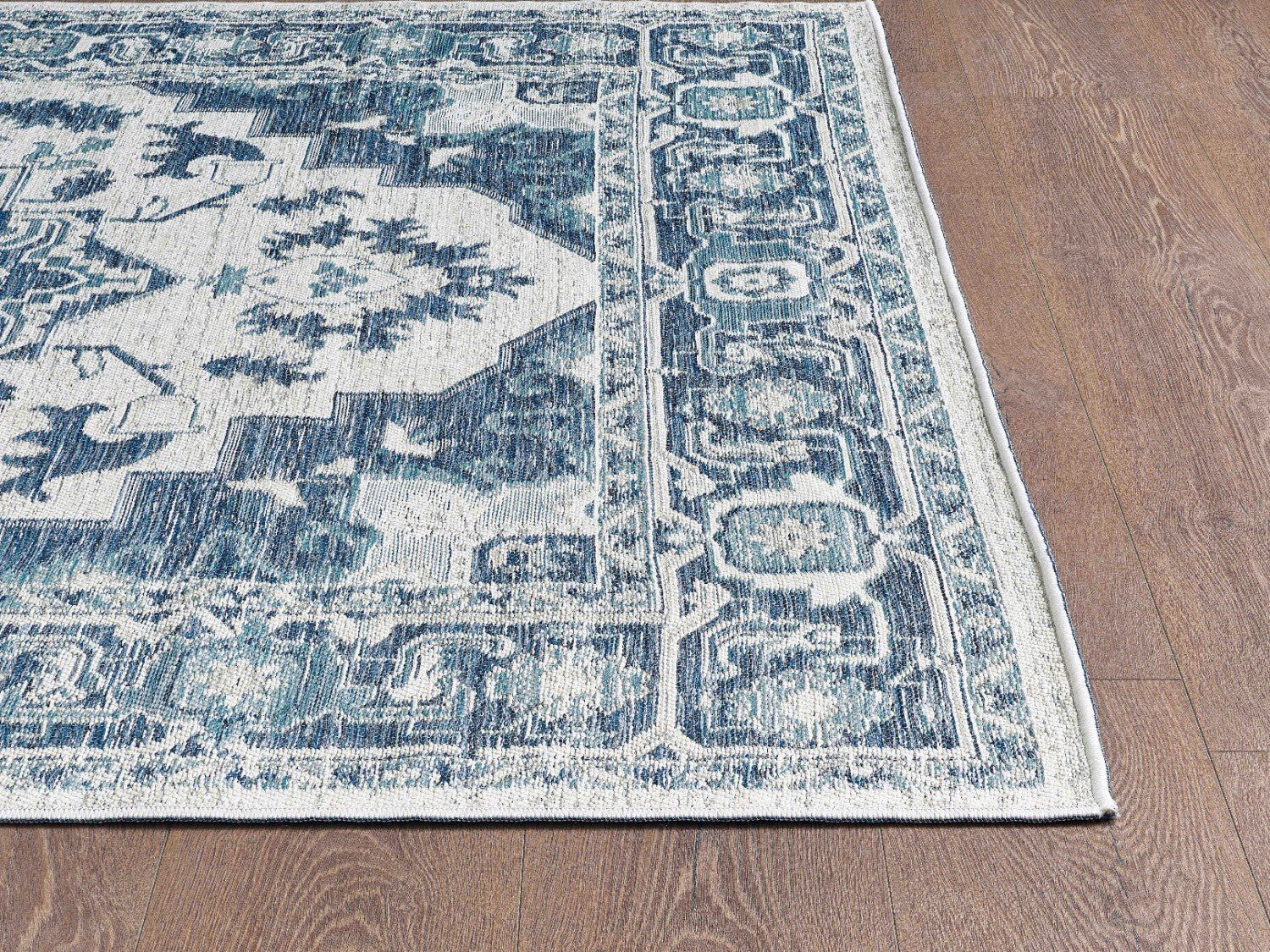 KAS Dahlia 1401 Ivory/Blue Indoor/Outdoor Rug - Rugs - KAS - Atlanta Designer Rugs