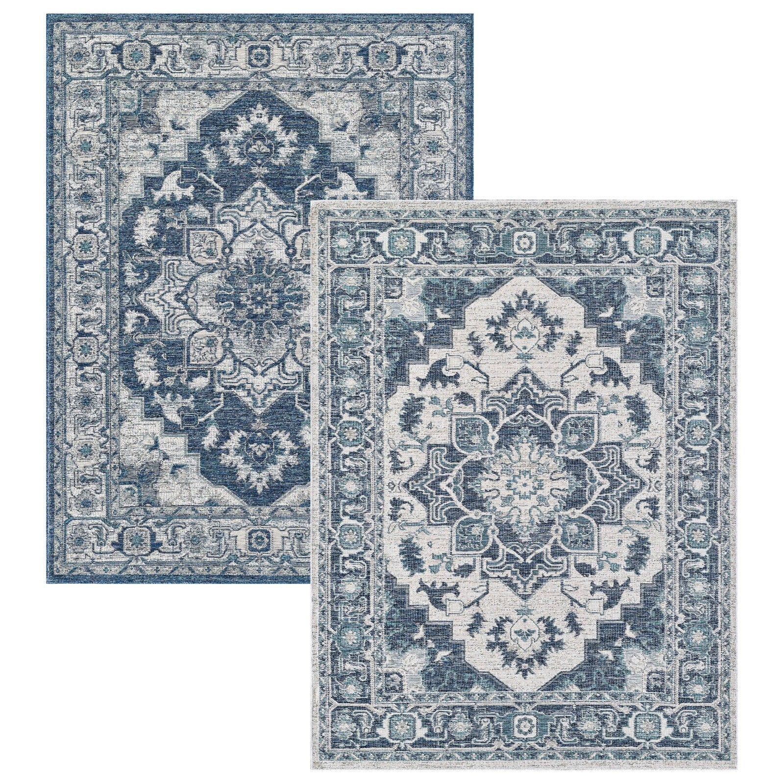 KAS Dahlia 1401 Ivory/Blue Indoor/Outdoor Rug - Rugs - KAS - Atlanta Designer Rugs