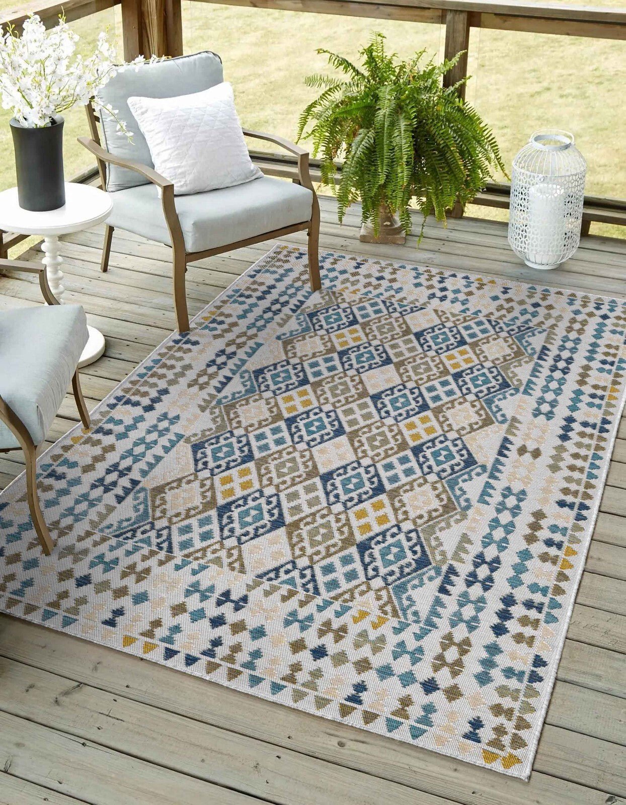 KAS Dahlia 1402 Blue Indoor/Outdoor Rug - Rugs - KAS - Atlanta Designer Rugs