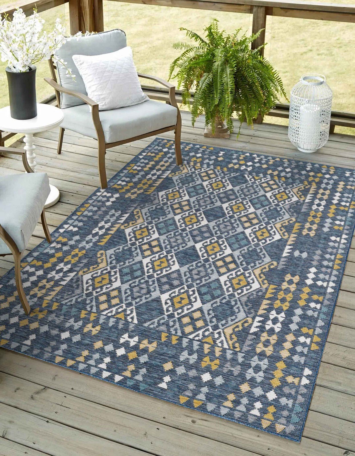 KAS Dahlia 1402 Blue Indoor/Outdoor Rug - Rugs - KAS - Atlanta Designer Rugs