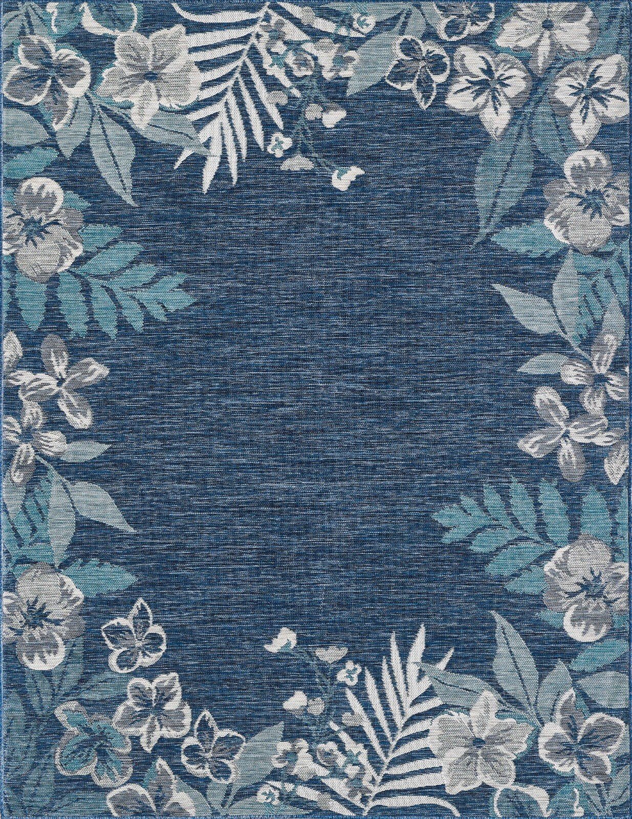 KAS Dahlia 1404 Ivory/Blue Indoor/Outdoor Rug - Rugs - KAS - Atlanta Designer Rugs