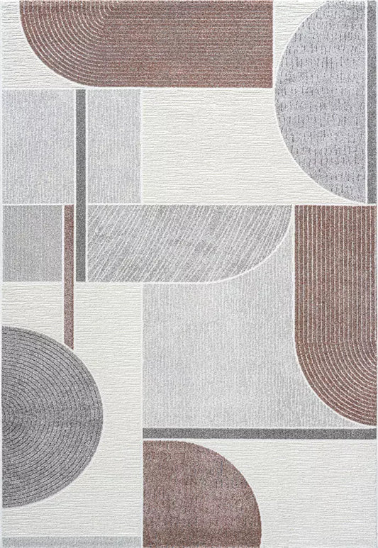 Dynamic Rugs Polaris 46002 Ivory Grey Burgundy  Modern Machine-Made Rug