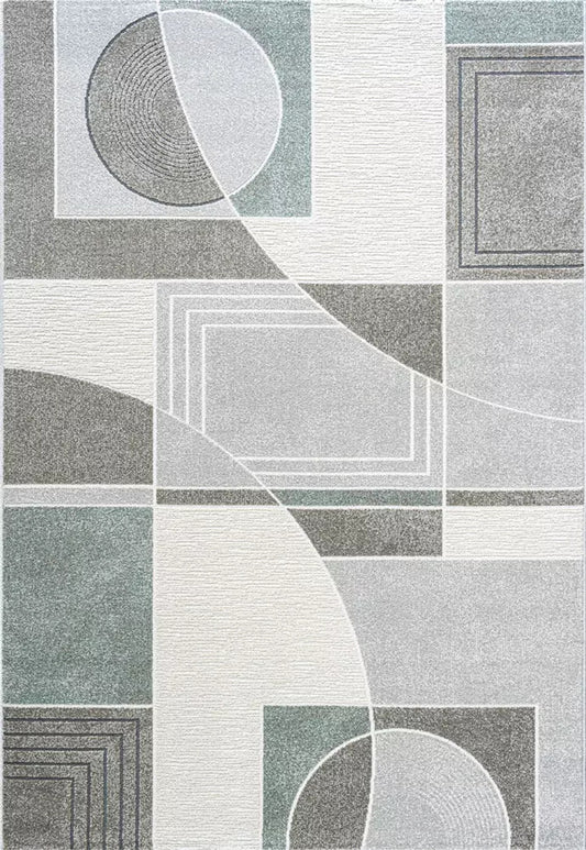 Dynamic Rugs Polaris 46012 Ivory Grey Teal  Modern Machine-Made Rug