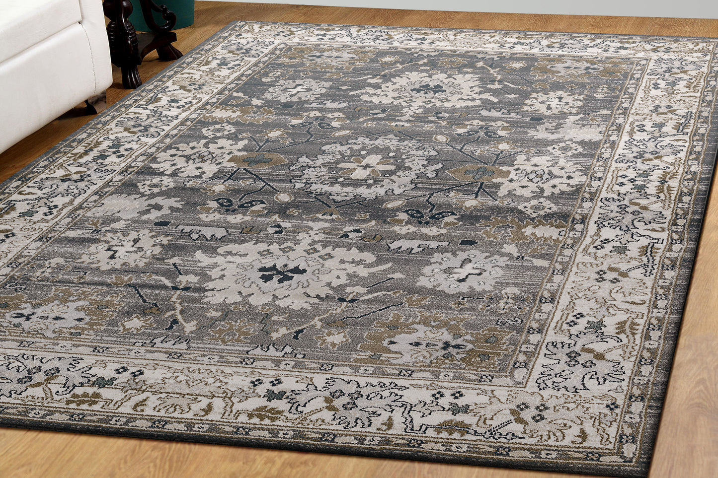 Dynamic Rugs Yazd 8531 Grey Ivory  Traditional Machine-Made Rug