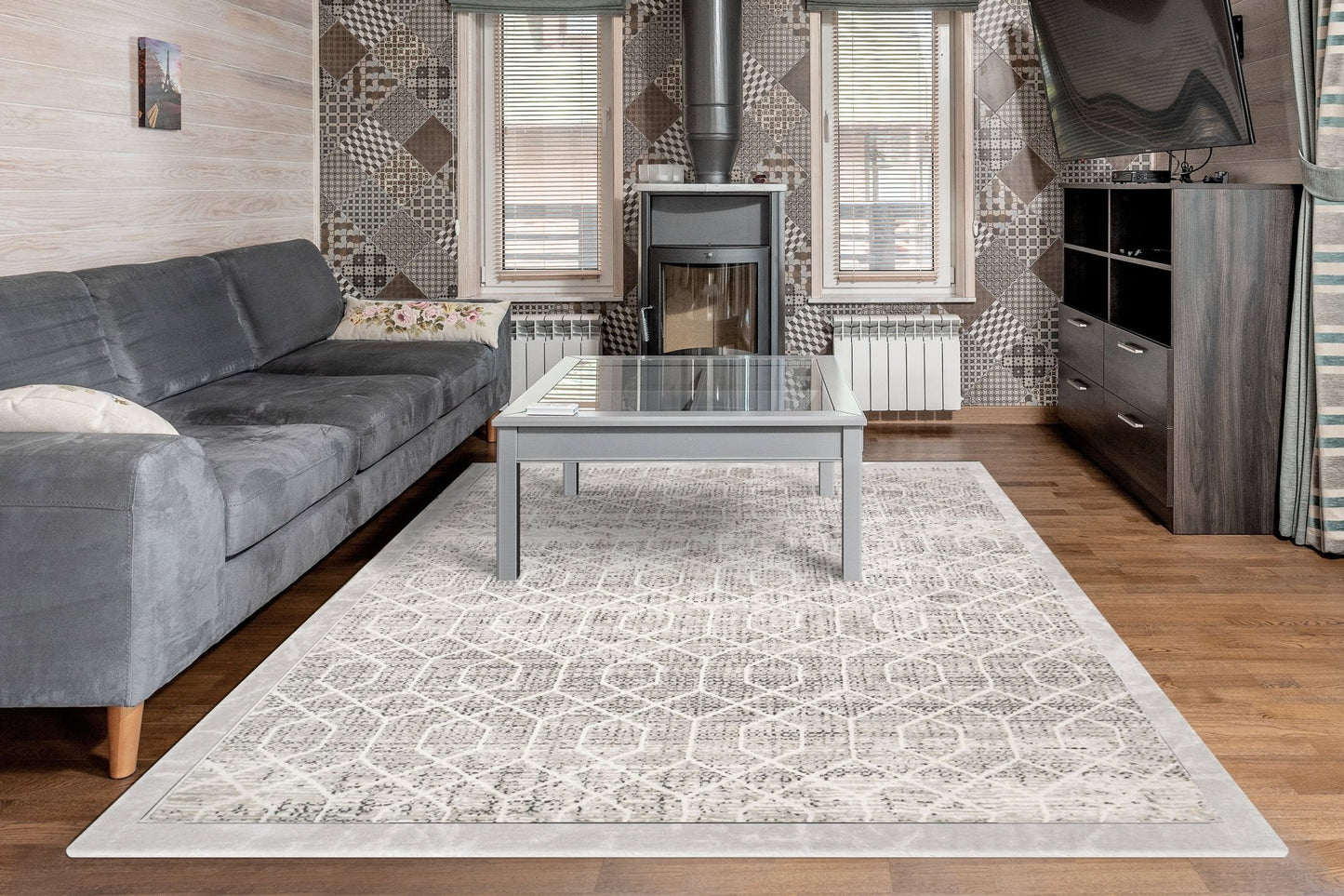 Dynamic Rugs Rori 9354 Ivory Charcoal Modern Machine - Made Rug - Rugs - Dynamic Rugs - Atlanta Designer Rugs