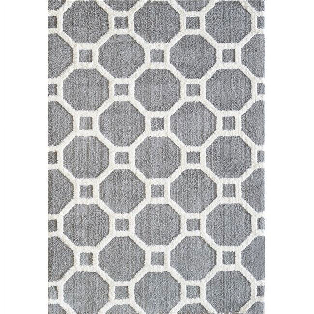 Dynamic Rugs Silky Shag 5903 Silver White  Contemporary Machine-Made Rug