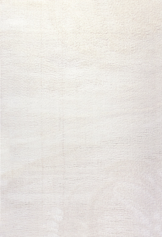 Dynamic Rugs Silky Shag 5900 Ivory  Solid Machine-Made Rug