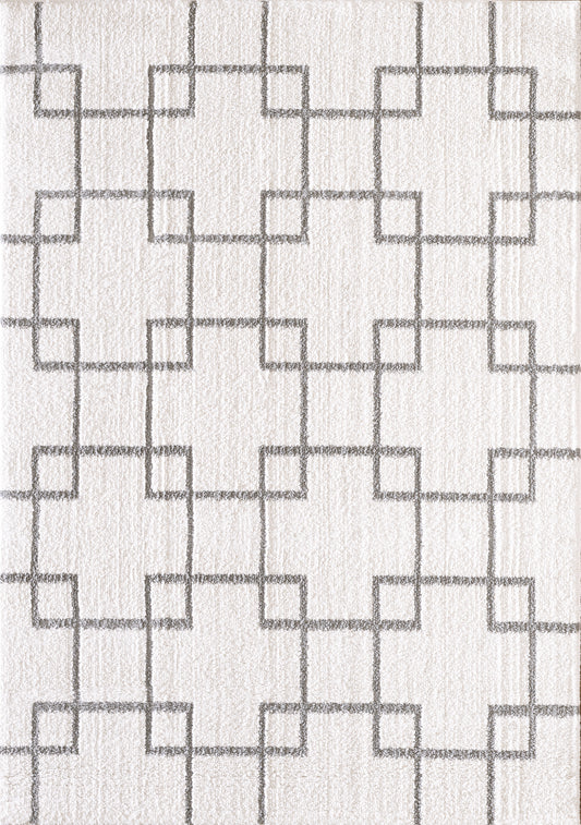 Dynamic Rugs Silky Shag 5901 Ivory Silver  Contemporary Machine-Made Rug