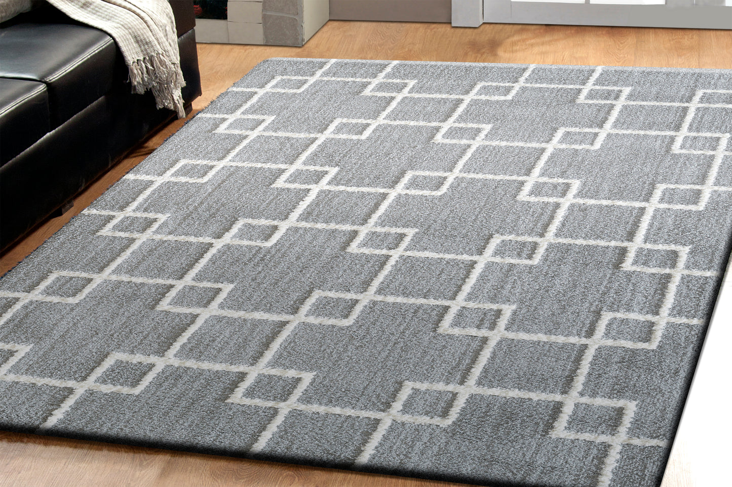 Dynamic Rugs Silky Shag 5901 Silver  Contemporary Machine-Made Rug