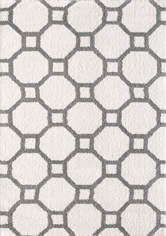 Dynamic Rugs Silky Shag 5903 White Silver  Contemporary Machine-Made Rug