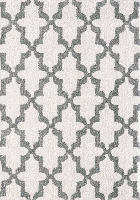 Dynamic Rugs Silky Shag 5906 White Silver Contemporary Machine - Made Rug - Rugs - Dynamic Rugs - Atlanta Designer Rugs