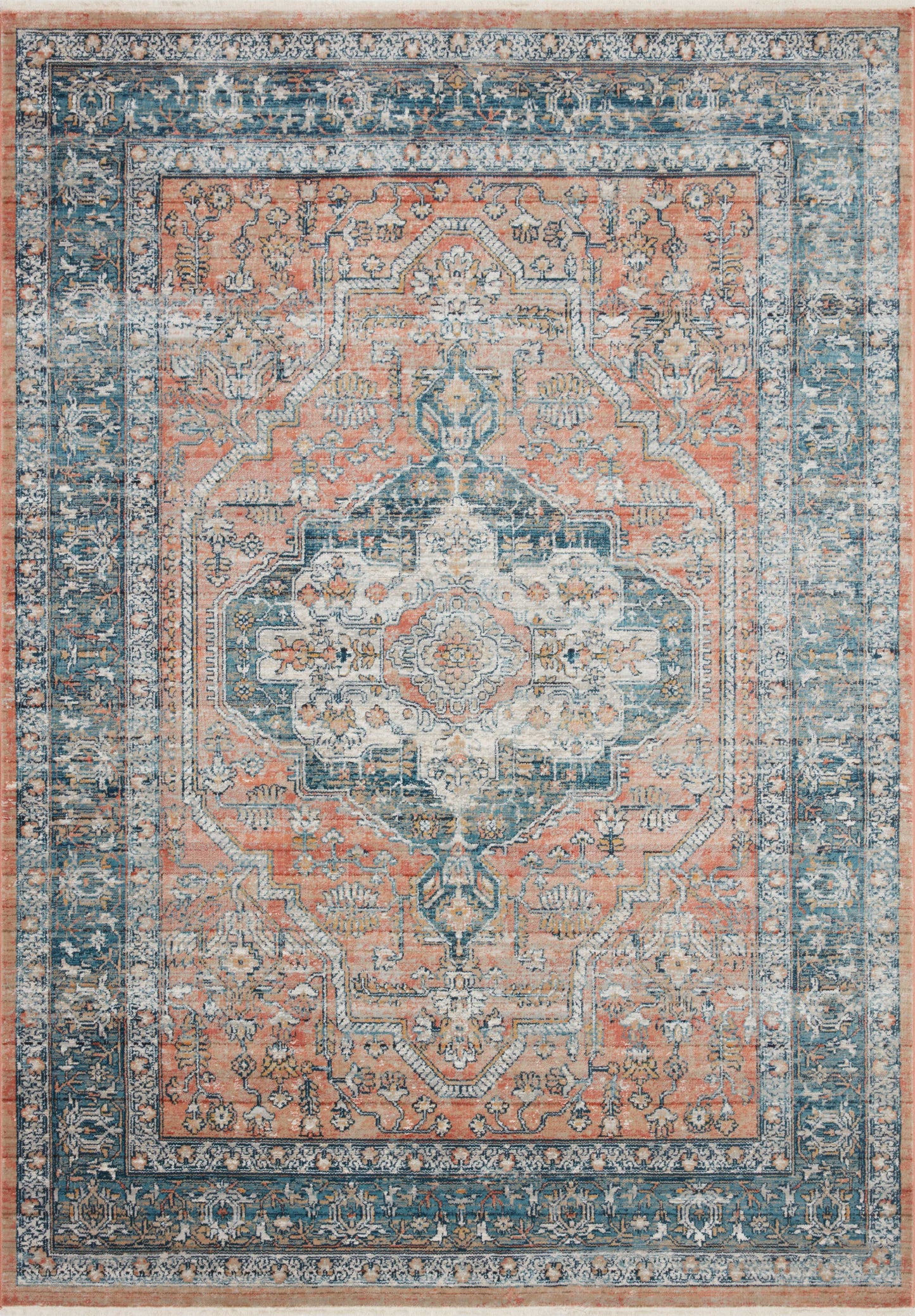 Magnolia Home Elise ELI-01 Coral Blue Traditional Power Loomed Rug