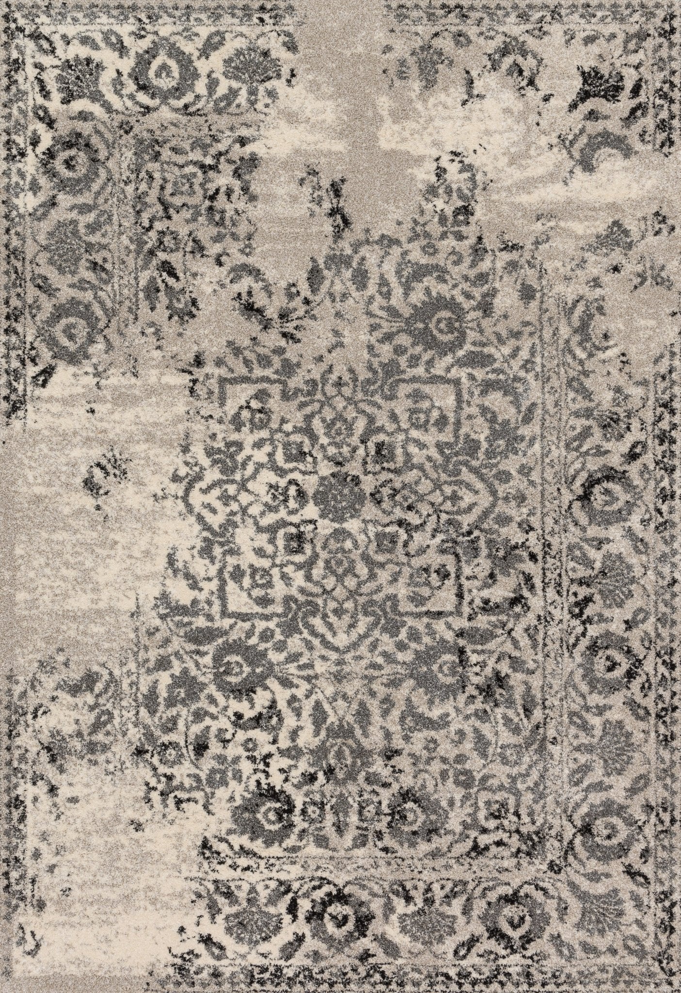 Loloi Emory EB - 01 Ivory Charcoal Transitional Powre Loomed Rug - Rugs - Loloi - Atlanta Designer Rugs