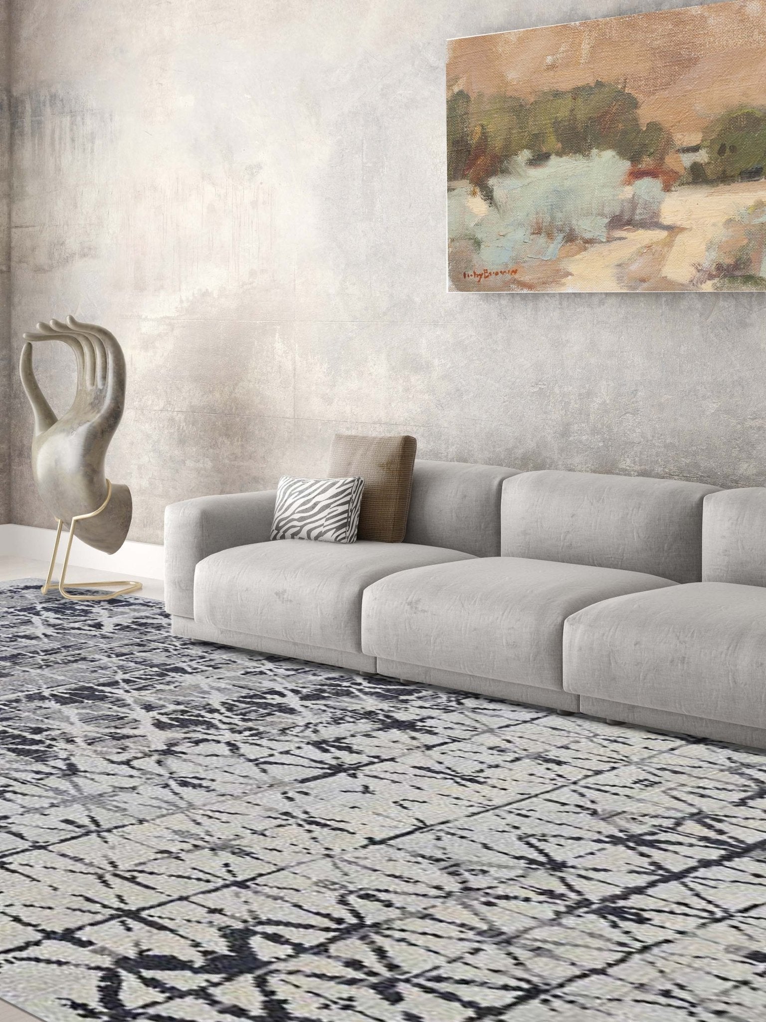 Artisan Felicity White Grey Transitional Knotted Rug - Rugs - Artisan - Atlanta Designer Rugs