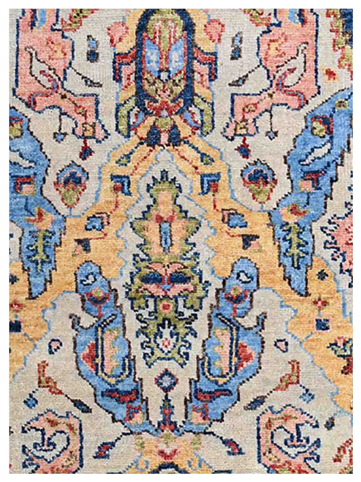 Artisan Felicity  Beige Sea Blue Traditional Knotted Rug