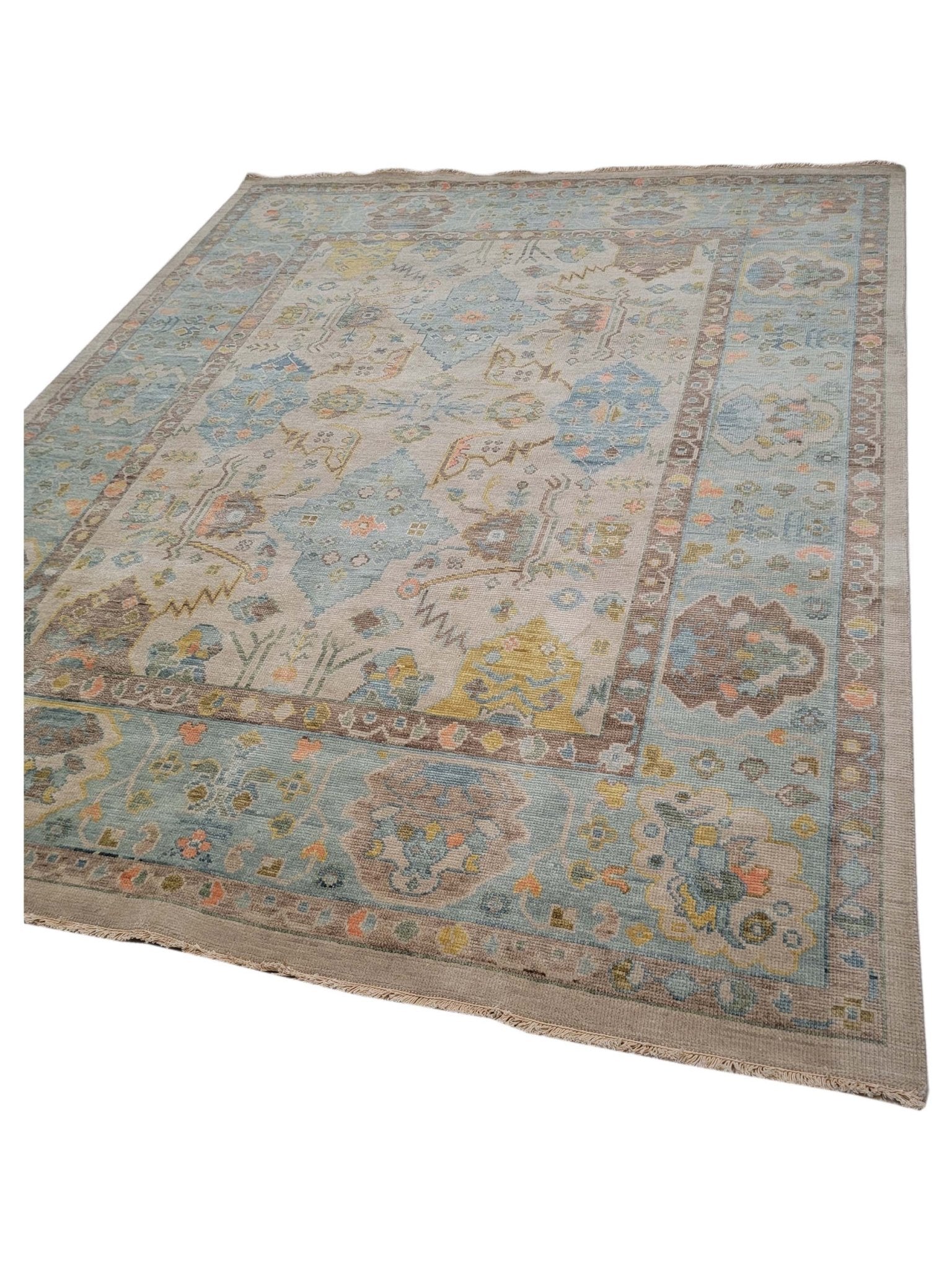 Artisan Blossom - 2 Beige Grey Traditional Knotted Rug - Rugs - Artisan - Atlanta Designer Rugs