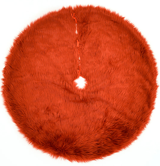 Momeni Furry Tree Skirt  Red  Modern