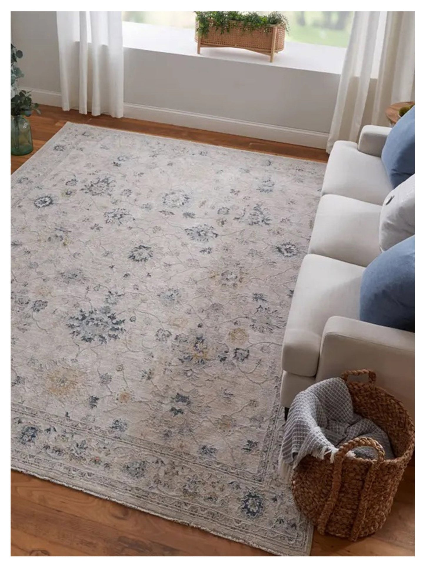 Feizy Pasha 39M7F Beige Blue Traditional Machinemade Rug - Rugs - Feizy - Atlanta Designer Rugs