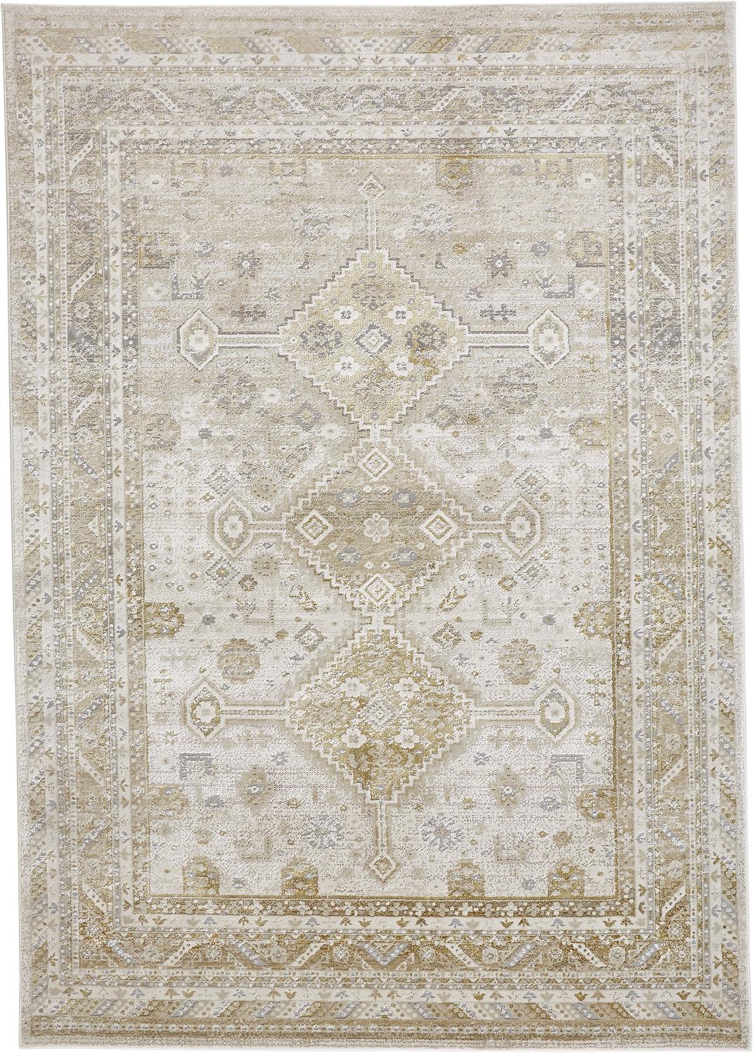 Feizy Aura 3738F Gold Ivory Modern/Vintage/Classic Machine Woven Rug - Rugs - Feizy - Atlanta Designer Rugs