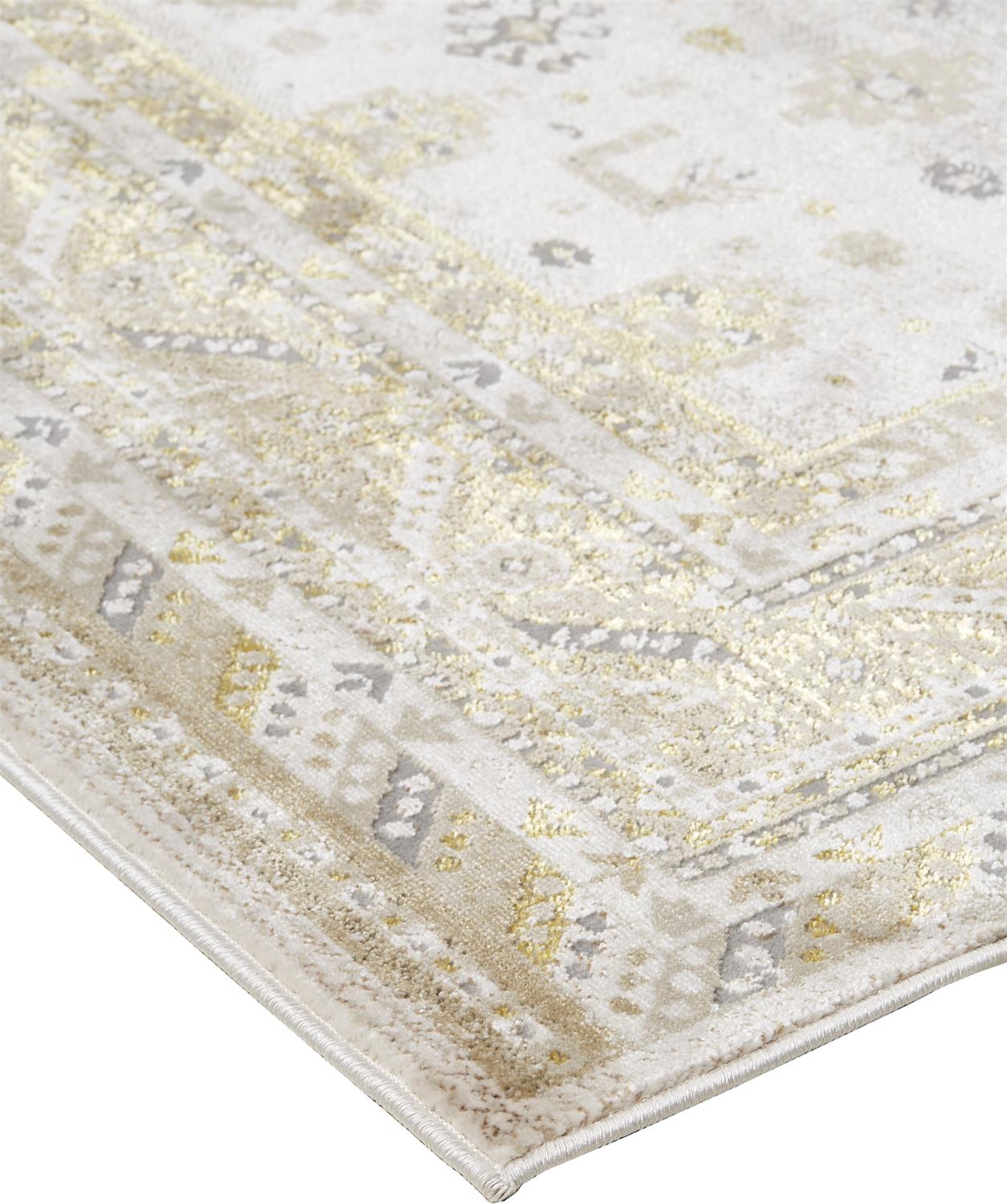 Feizy Aura 3738F Gold Ivory Modern/Vintage/Classic Machine Woven Rug - Rugs - Feizy - Atlanta Designer Rugs