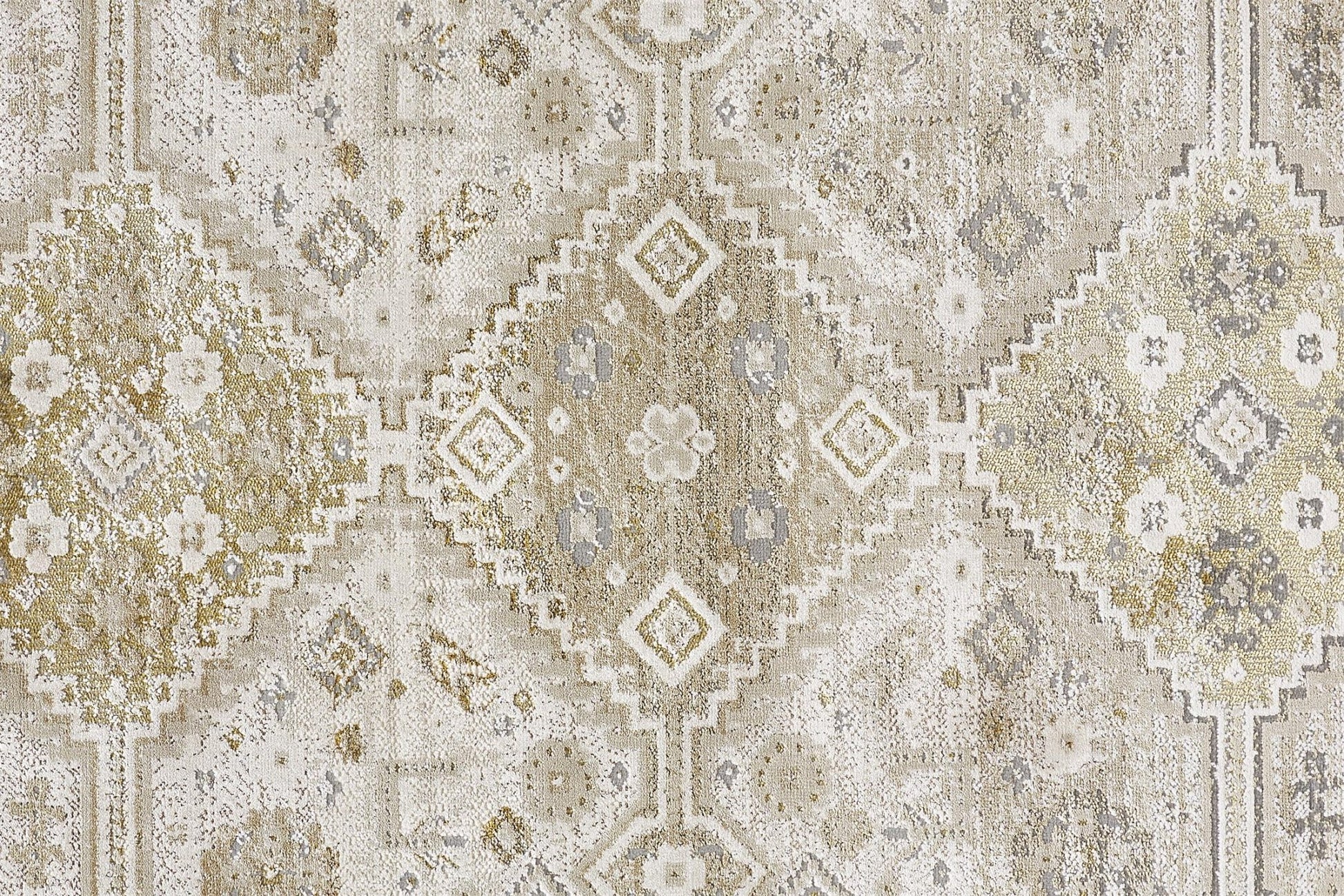 Feizy Aura 3738F Gold Ivory Modern/Vintage/Classic Machine Woven Rug - Rugs - Feizy - Atlanta Designer Rugs