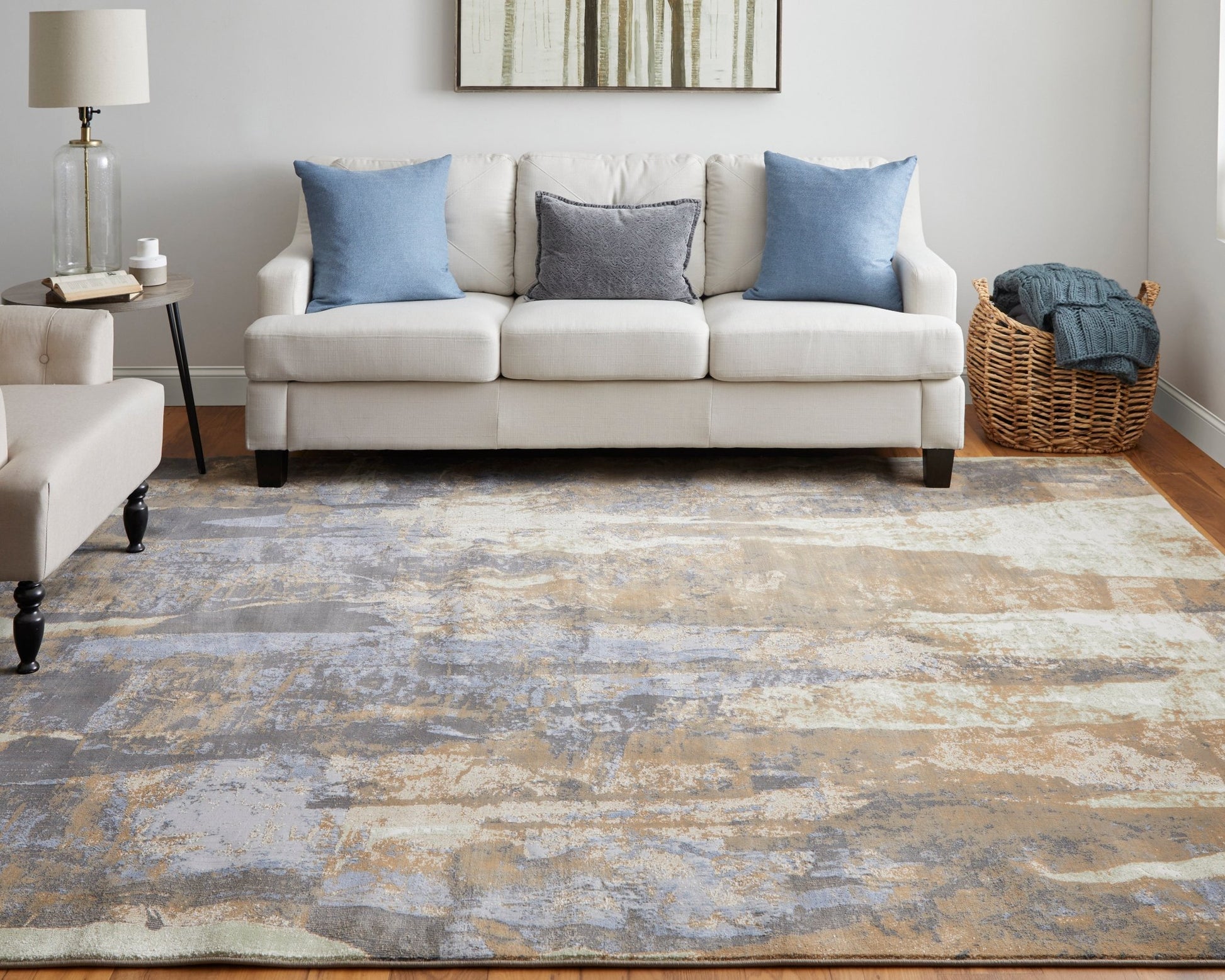 Feizy Clio 39K6F Blue Tan Modern/Casual/Luxury & Glam Machine Woven Rug - Rugs - Feizy - Atlanta Designer Rugs