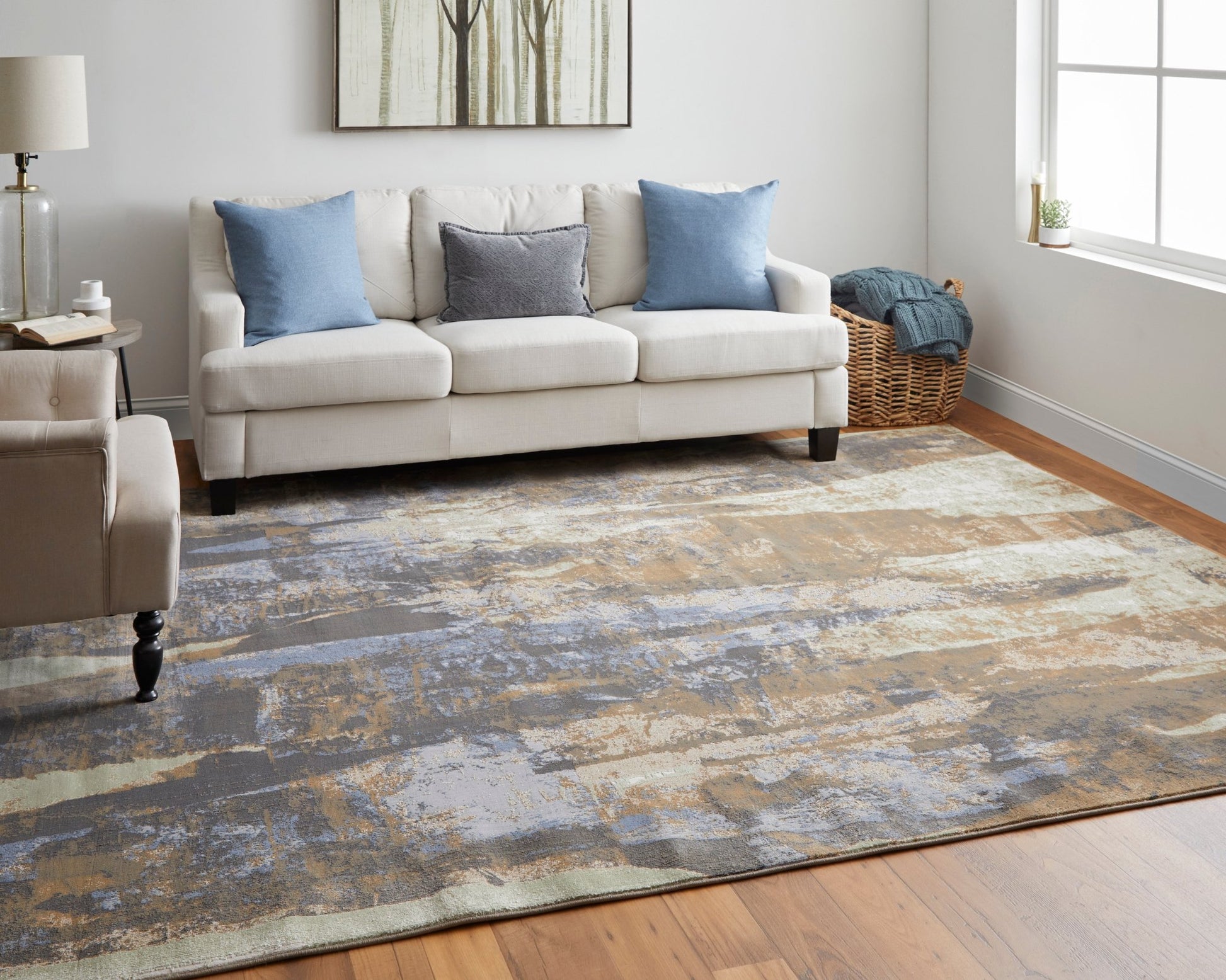 Feizy Clio 39K6F Blue Tan Modern/Casual/Luxury & Glam Machine Woven Rug - Rugs - Feizy - Atlanta Designer Rugs