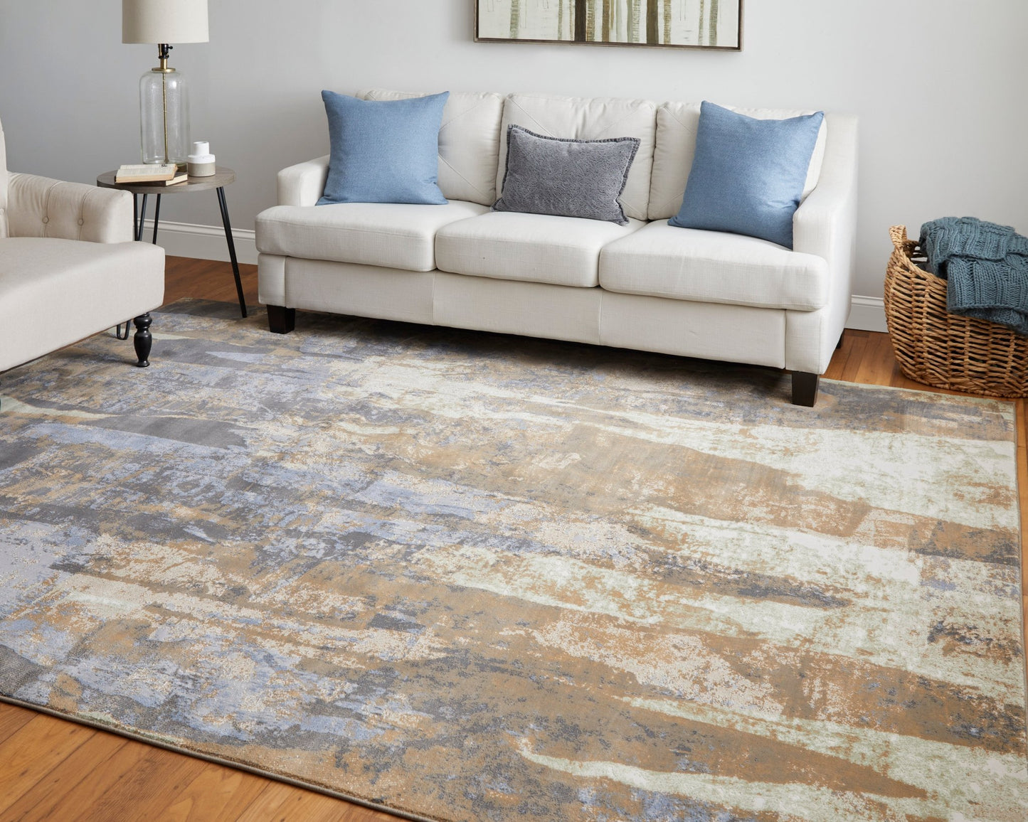 Feizy Clio 39K6F Blue Tan Modern/Casual/Luxury & Glam Machine Woven Rug - Rugs - Feizy - Atlanta Designer Rugs