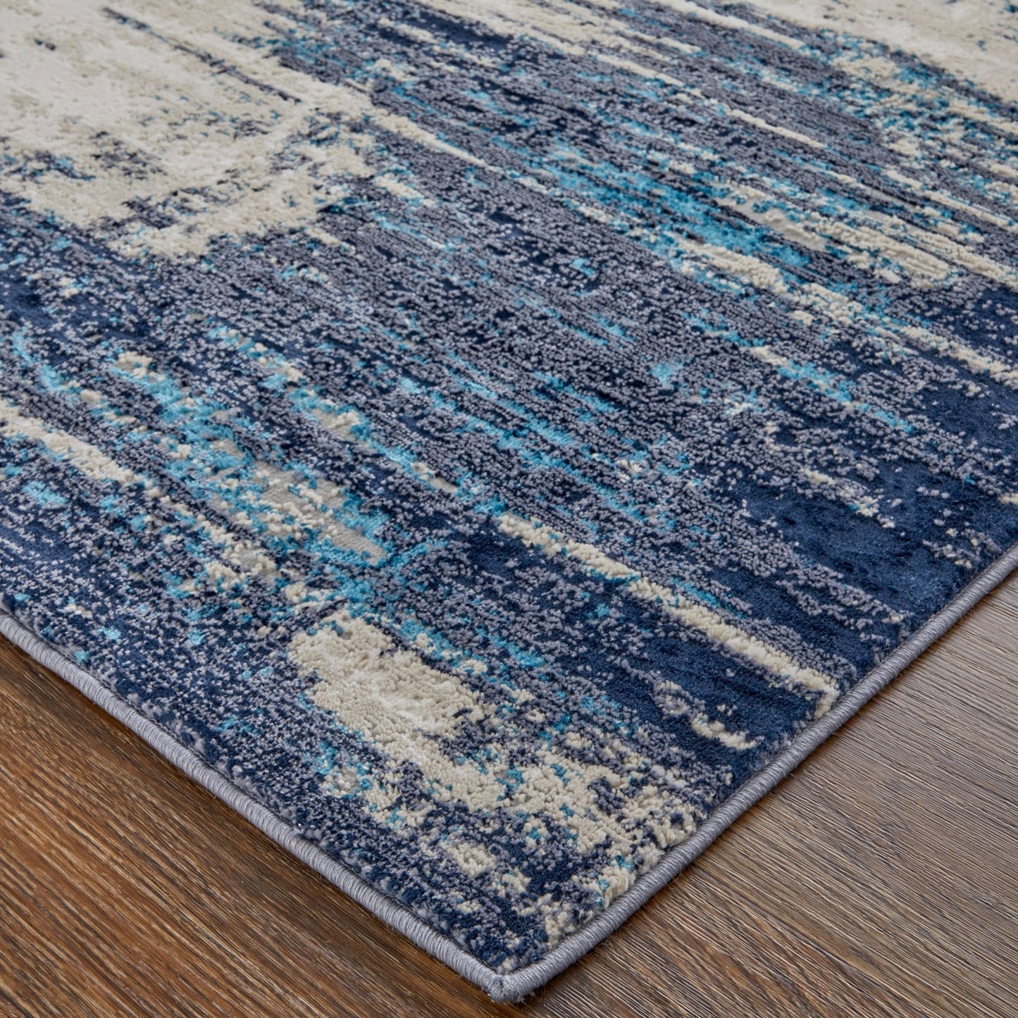 Feizy Indio 39GYF Beige Blue Streak/Painterly Machine Woven Rug - Rugs - Feizy - Atlanta Designer Rugs