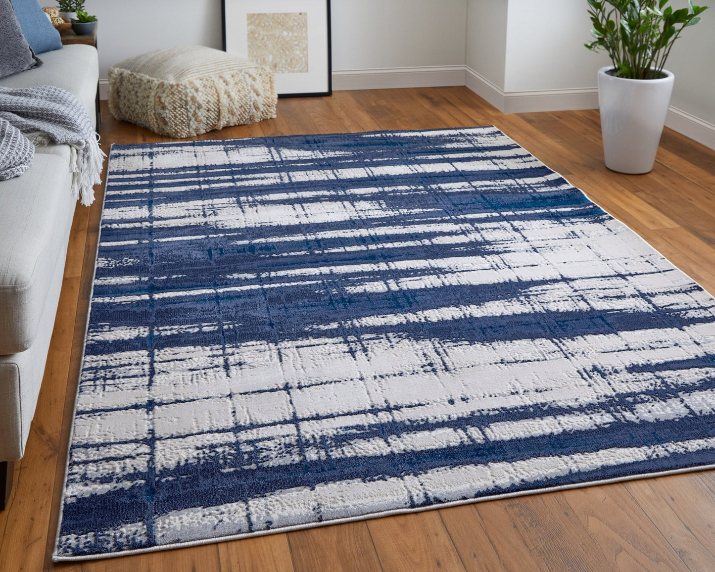 Feizy Indio 39GZF Blue Ivory Abstract Machine Woven Rug - Rugs - Feizy - Atlanta Designer Rugs