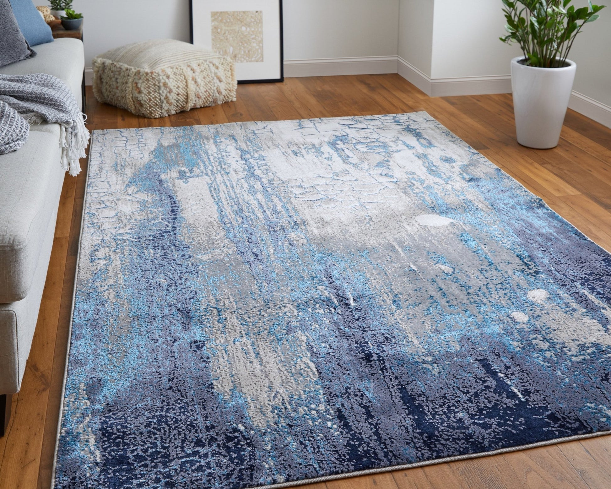 Feizy Indio 39H2F Blue Beige Modern/Industrial/Casual Machine Woven Rug - Rugs - Feizy - Atlanta Designer Rugs