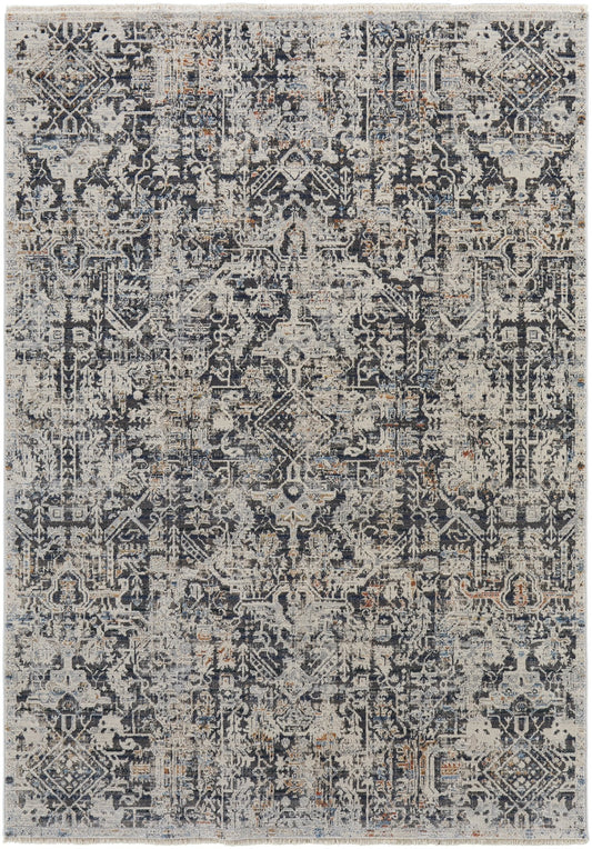 Feizy Kaia 39HUF Navy Beige Transitional/Casual/Farmhouse Machine Woven Rug - Rugs - Feizy - Atlanta Designer Rugs