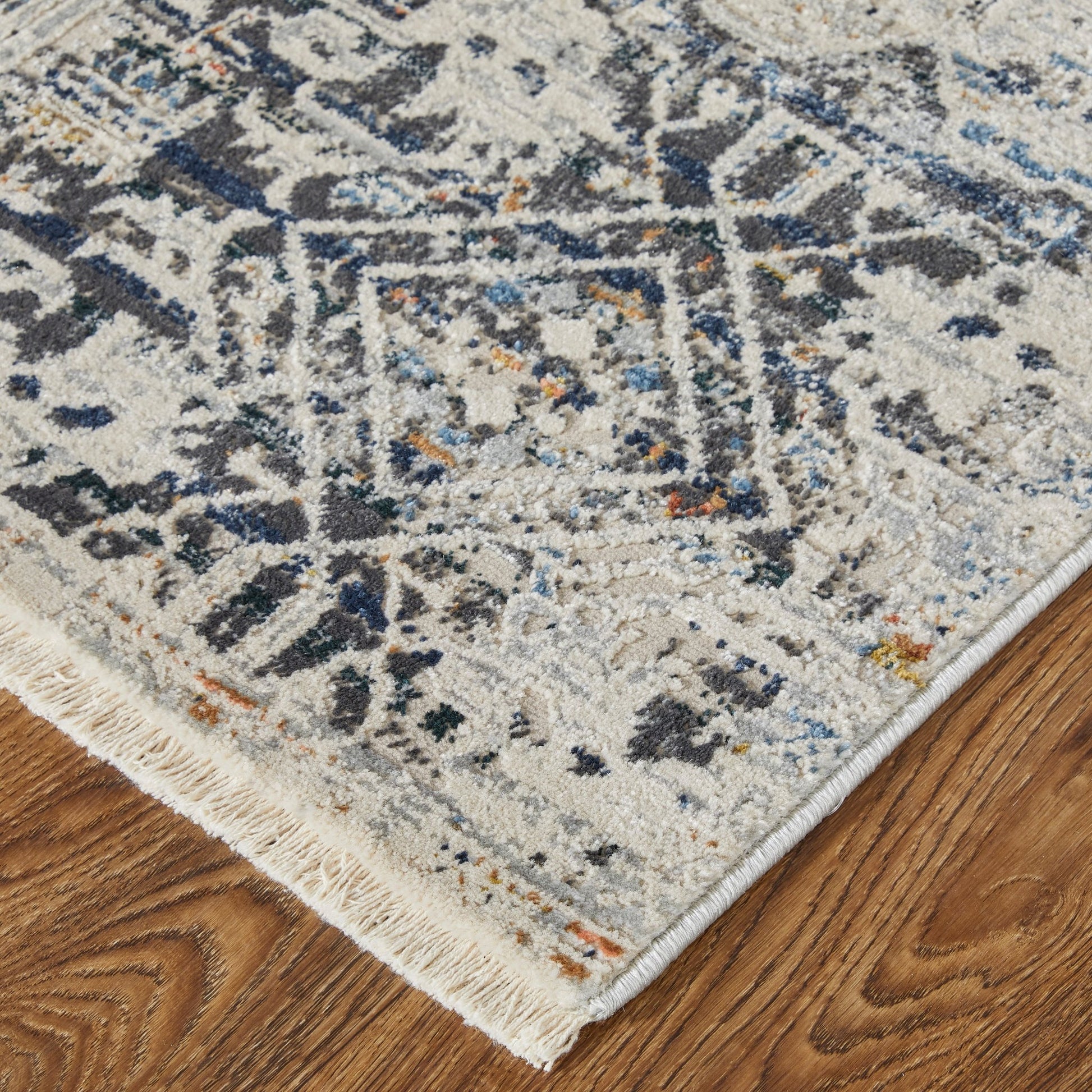 Feizy Kaia 39HUF Navy Beige Transitional/Casual/Farmhouse Machine Woven Rug - Rugs - Feizy - Atlanta Designer Rugs