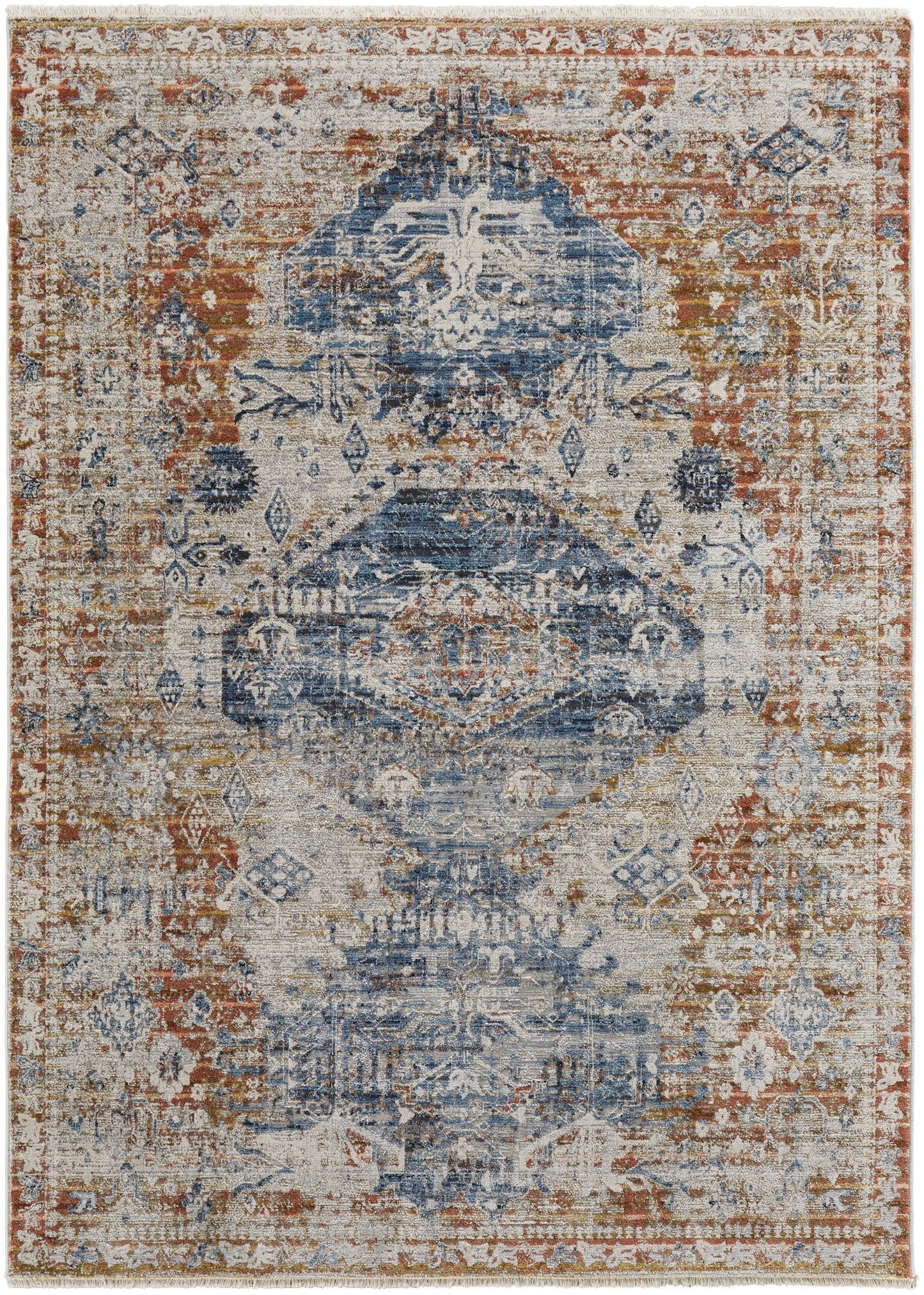 Feizy Kaia 39HWF Blue Red Transitional/Bohemian & Eclect Machine Woven Rug - Rugs - Feizy - Atlanta Designer Rugs