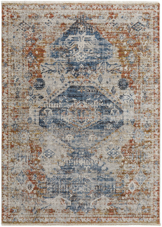 Feizy Kaia 39HWF Blue Red Transitional/Bohemian & Eclect Machine Woven Rug - Rugs - Feizy - Atlanta Designer Rugs