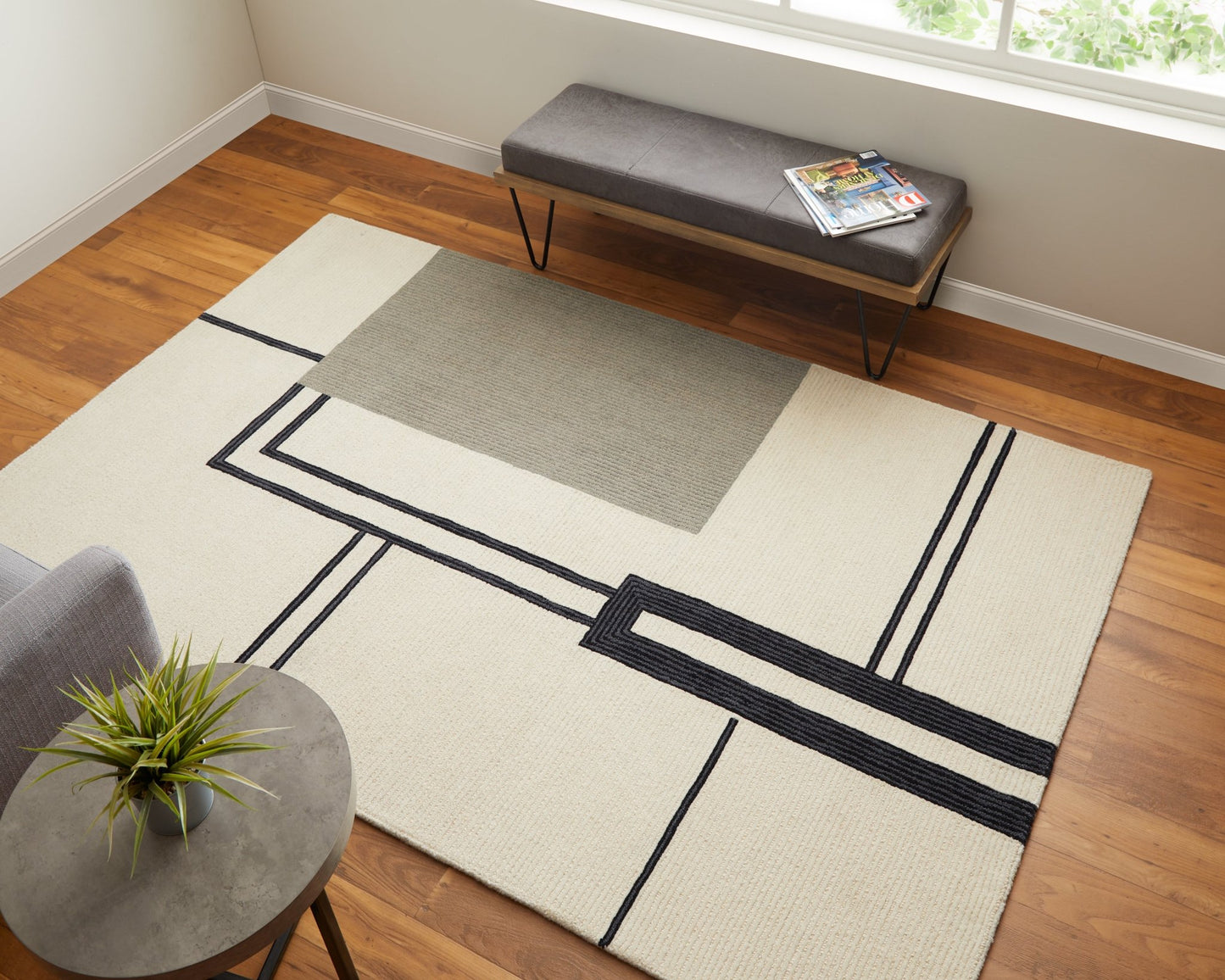 Feizy Maguire 8899F Ivory Gray Transitional/Industrial/Mid - Ce Hand Tufted Rug - Rugs - Feizy - Atlanta Designer Rugs