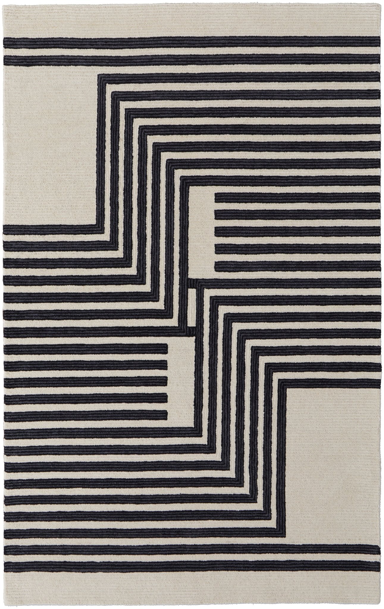 Feizy Maguire 8900F Ivory Black Transitional/Industrial/Mid - Ce Hand Tufted Rug - Rugs - Feizy - Atlanta Designer Rugs