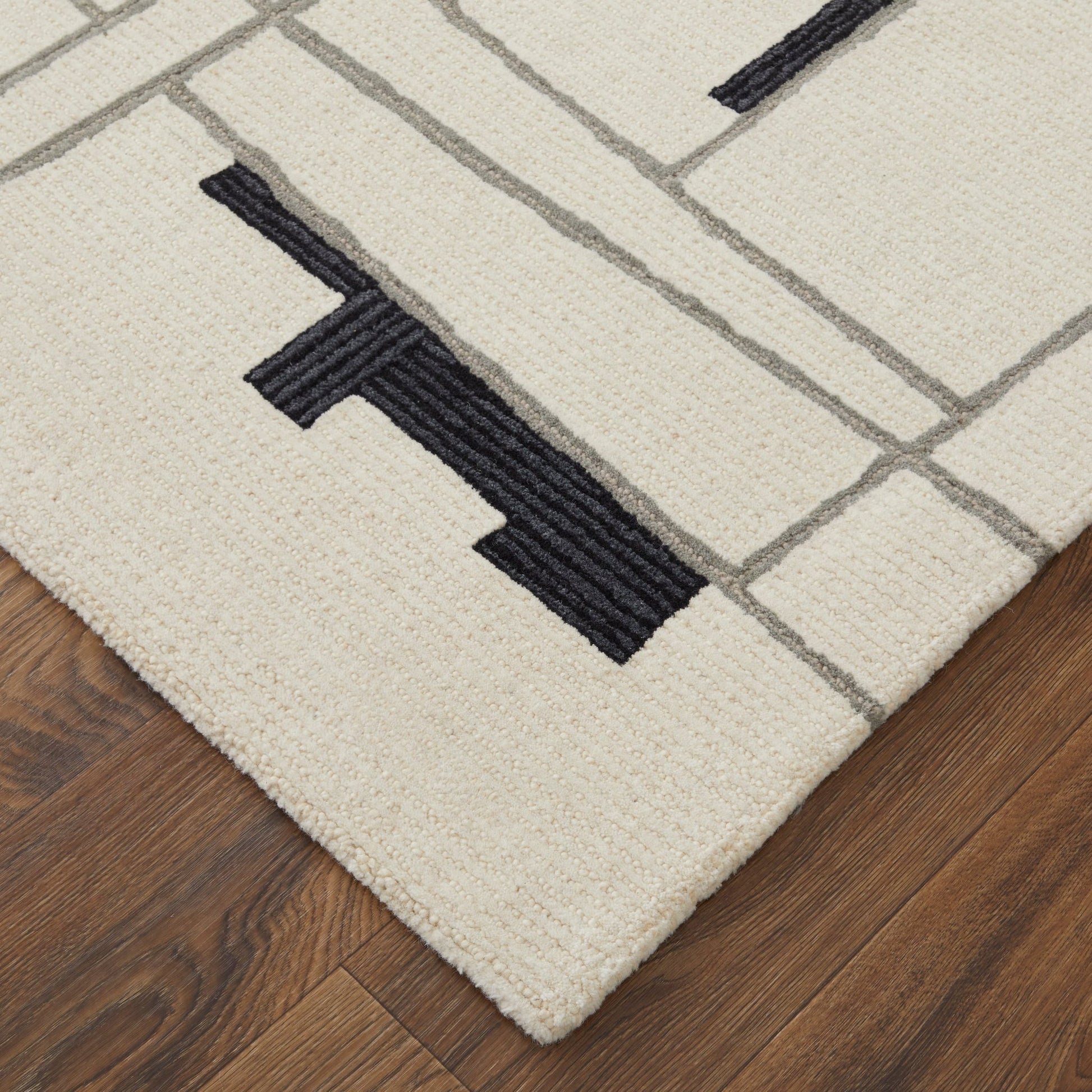 Feizy Maguire 8902F Ivory Black Transitional/Industrial/Mid - Ce Hand Tufted Rug - Rugs - Feizy - Atlanta Designer Rugs