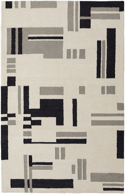 Feizy Maguire 8903F Ivory Black Transitional/Industrial/Mid - Ce Hand Tufted Rug - Rugs - Feizy - Atlanta Designer Rugs