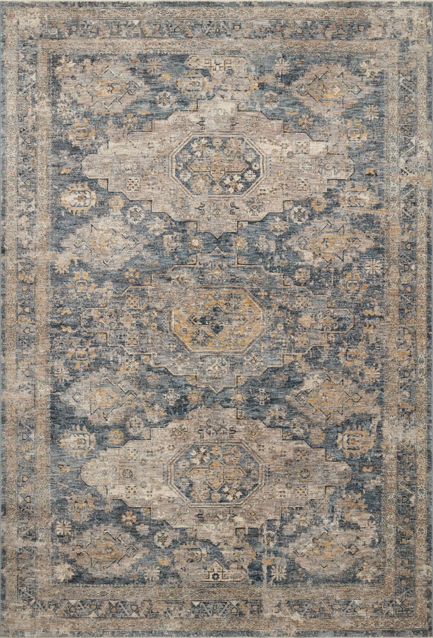 Loloi GAIA GAA - 02 Denim Taupe Traditional Power Loomed Rug - Rugs - Loloi - Atlanta Designer Rugs