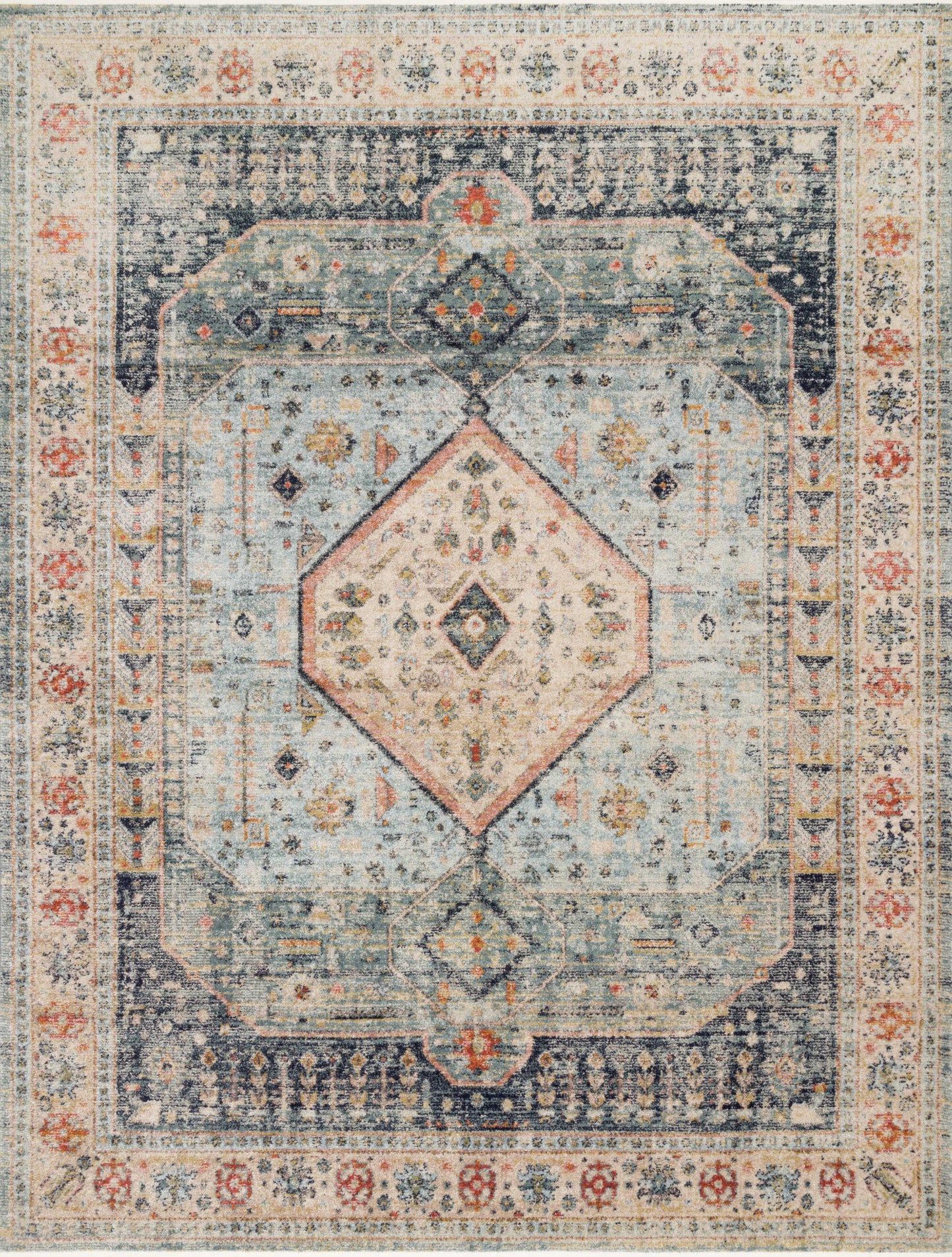 Magnolia Home Graham GRA-03 Blue Ant. Ivory Transitional Power Loomed Rug