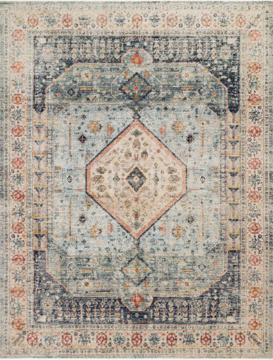 Magnolia Home Graham GRA-03 Blue Ant. Ivory Transitional Power Loomed Rug