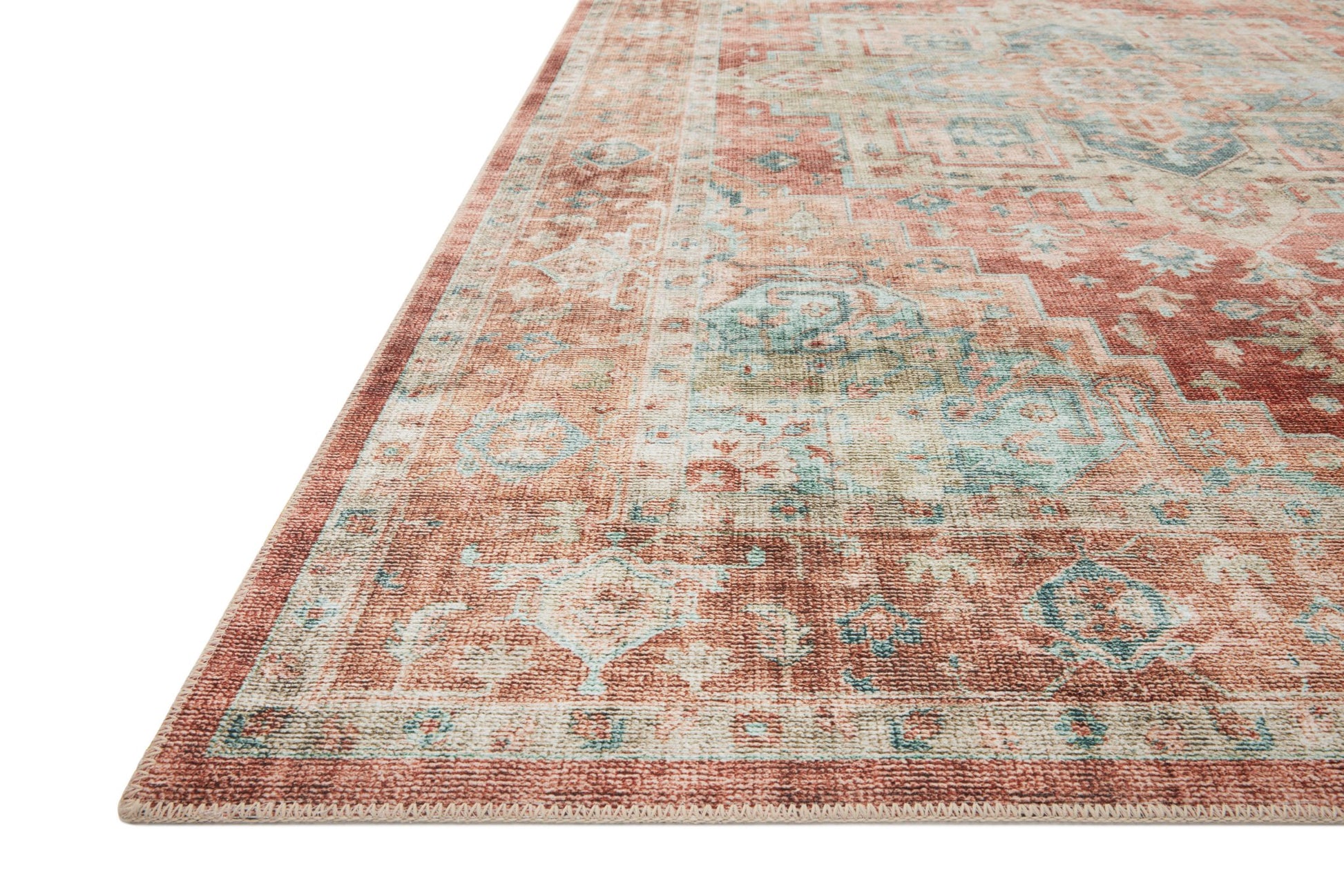 Loloi II Heidi HEI - 01 Terracotta Aqua Traditional Power Loomed Rug - Rugs - Loloi II - Atlanta Designer Rugs