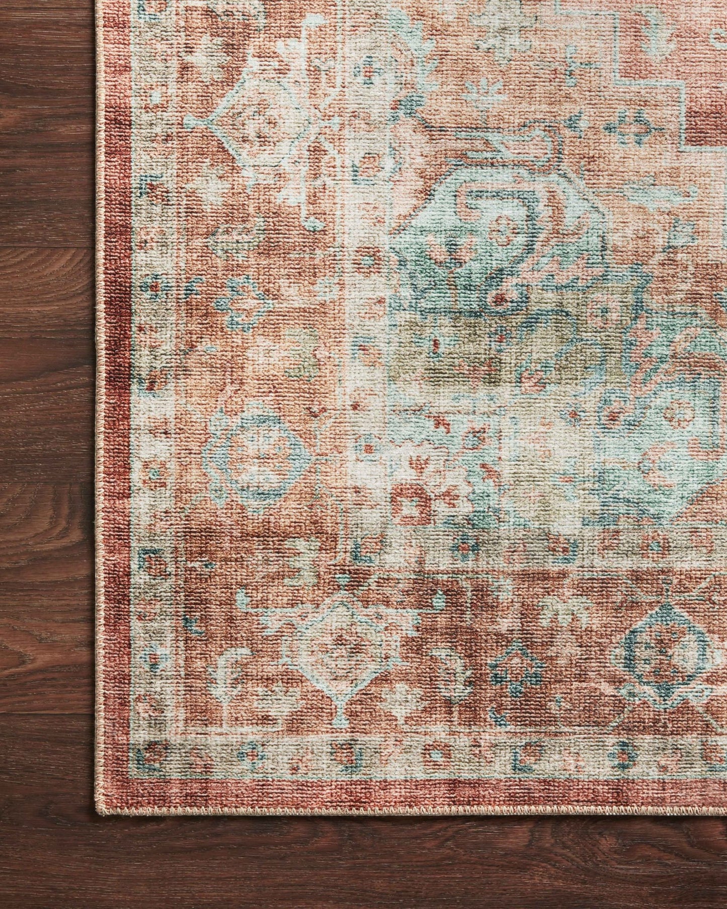 Loloi II Heidi HEI - 01 Terracotta Aqua Traditional Power Loomed Rug - Rugs - Loloi II - Atlanta Designer Rugs