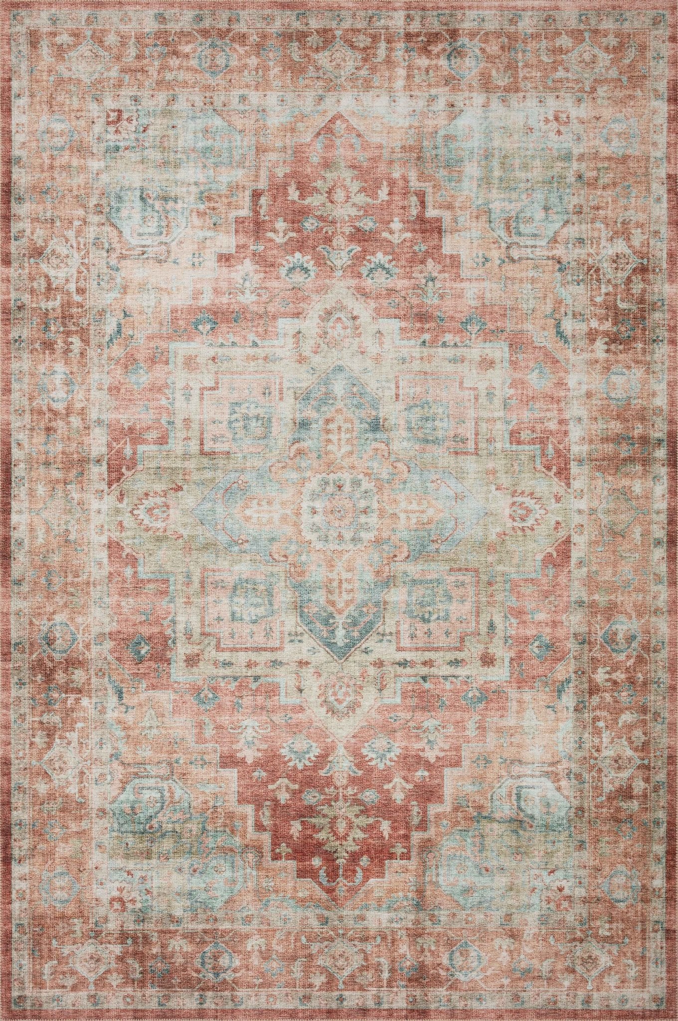 Loloi II Heidi HEI - 01 Terracotta Aqua Traditional Power Loomed Rug - Rugs - Loloi II - Atlanta Designer Rugs